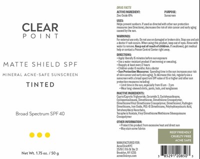 Package Label (Acne Solutions Nyc Inc Matte Shield Spf)